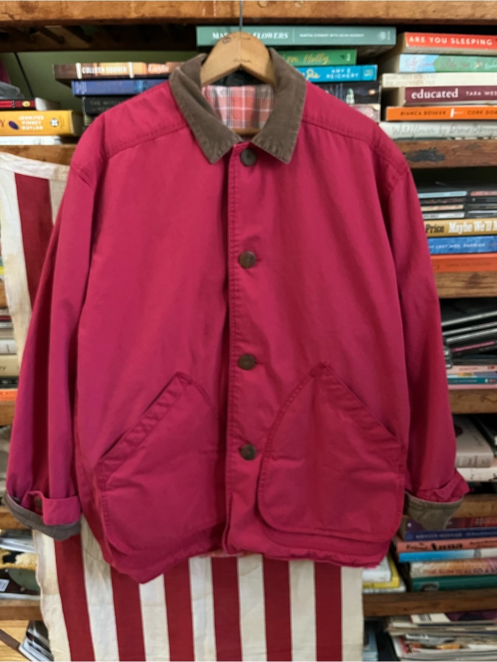 Vintage J. Crew Oarsmen Men’s Red Chore Barn Plaid Lined Coat Size Small S